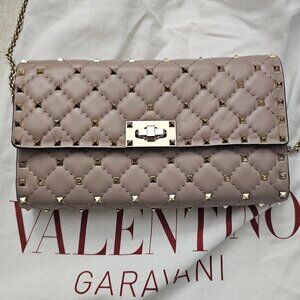 ( Used ) Valentino Garavani Rockstud Spike Nappa Leather Crossbody Clutch Bag